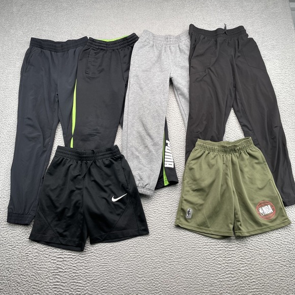 Activewear Shorts Jogger LOT (6) Boys Mix Size Basketball NBA Nike Puma Champion - Picture 1 of 16